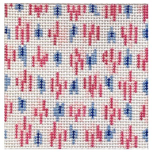 Square Insert - Ikat Small Pink Dots Painted Canvas Kate Dickerson Needlepoint Collections 
