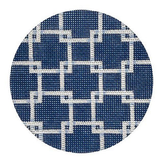 Square Lattice Round Navy Painted Canvas Associated Talents 
