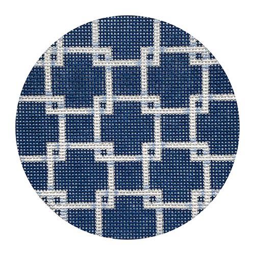 Square Lattice Round-Navy Painted Canvas Associated Talents 