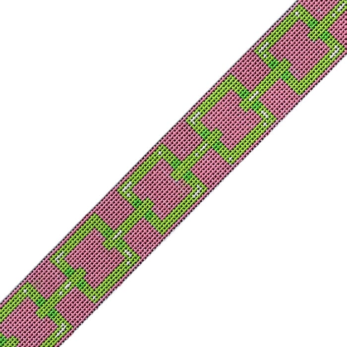 Square Link Belt Lime Painted Canvas Two Sisters Needlepoint 