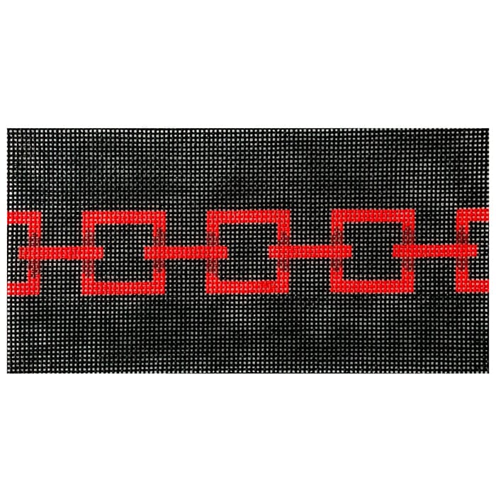 Square Link Insert Black Red Painted Canvas Two Sisters Needlepoint 