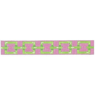 Square Link Keyfob   Lime Painted Canvas Two Sisters Needlepoint 
