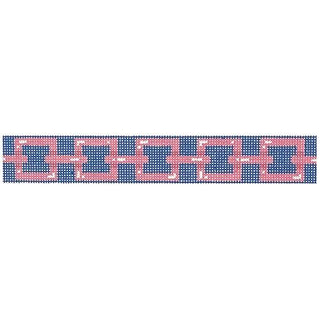 Square Link Keyfob   Pink Painted Canvas Two Sisters Needlepoint 
