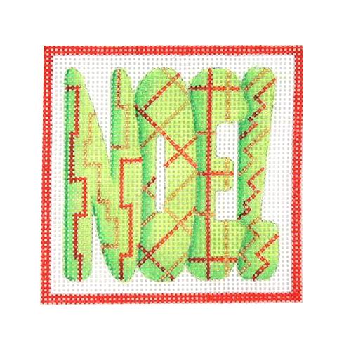 Square Ornament - NOEL Painted Canvas Burnett & Bradley 