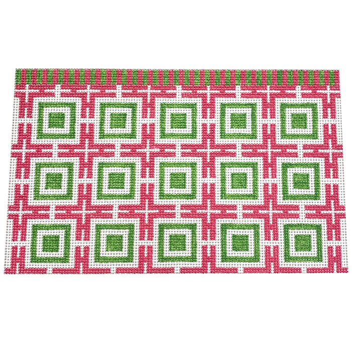 Squares and Lattice - Pink and Green Painted Canvas Kristine Kingston 