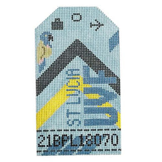 St Lucia UVF Vintage Travel Tag Painted Canvas Hedgehog Needlepoint 
