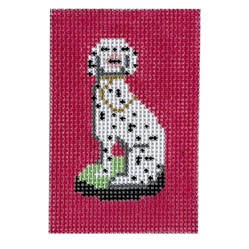 Staffordshire Dog on Pink Insert Painted Canvas All About Stitching/The Collection Design 