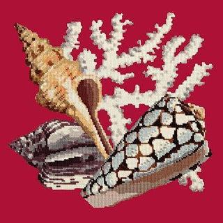 Staghorn Needlepoint Kit Kits Elizabeth Bradley Design Bright Red 
