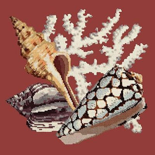 Staghorn Needlepoint Kit Kits Elizabeth Bradley Design Dark Red 
