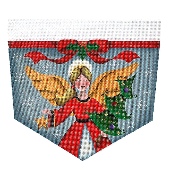 Star Angel Stocking Cuff Painted Canvas Rebecca Wood Designs  - 1