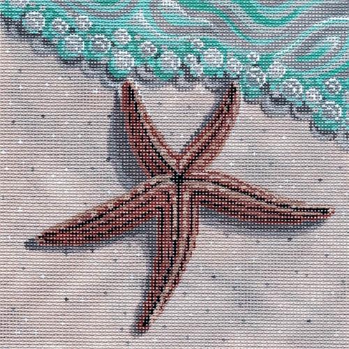Star Fish on the Beach Painted Canvas Labors of Love Needlepoint 
