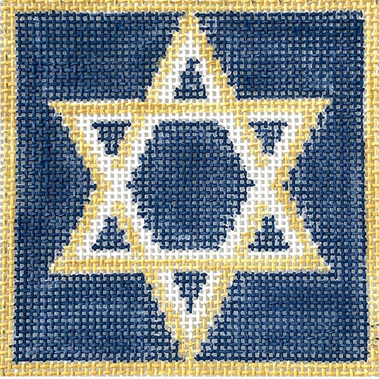 Star of David Coaster Painted Canvas Kathy Schenkel Designs 