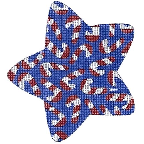 Star with Candy Canes Painted Canvas The Meredith Collection  - 1