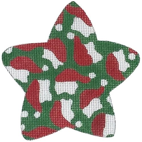 Star with Santa Hats Painted Canvas The Meredith Collection  - 1