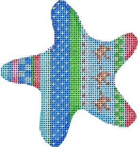 Starfish / Beach Stripe Starfish Ornament Painted Canvas Associated Talents 
