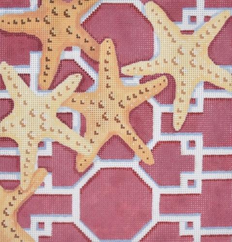 Starfish on Lattice / Pink Painted Canvas Associated Talents 