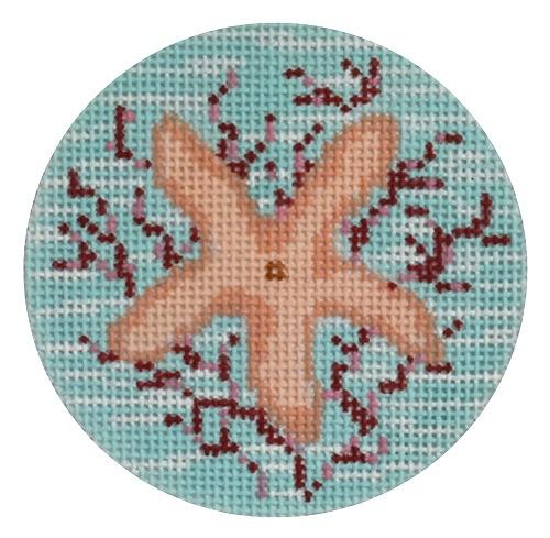 Starfish with Coral Painted Canvas Kate Dickerson Needlepoint Collections  - 1