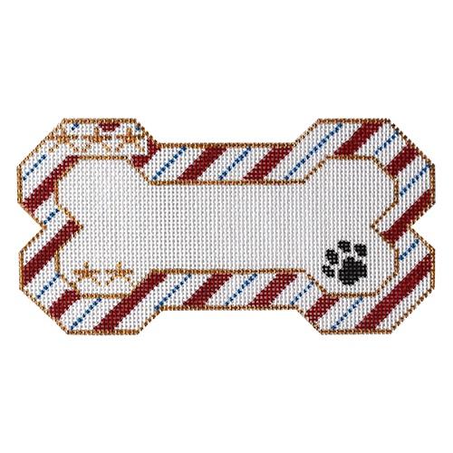 Stars and Stripes Bone Ornament Painted Canvas Danji Designs 