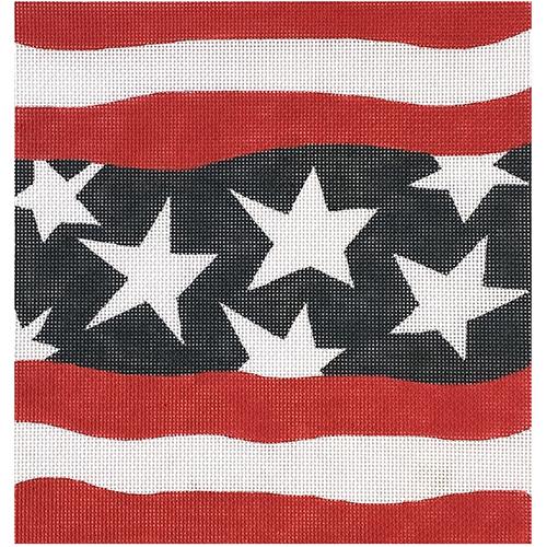 Stars and Stripes Flag Painted Canvas ditto! Needle Point Works 