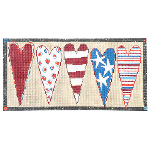 Stars and Stripes Heart Bolster Painted Canvas Pippin  - 1