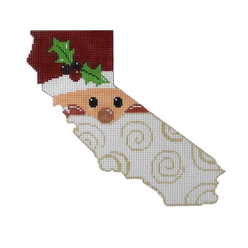 State Shaped Santa California Painted Canvas The Meredith Collection  - 1