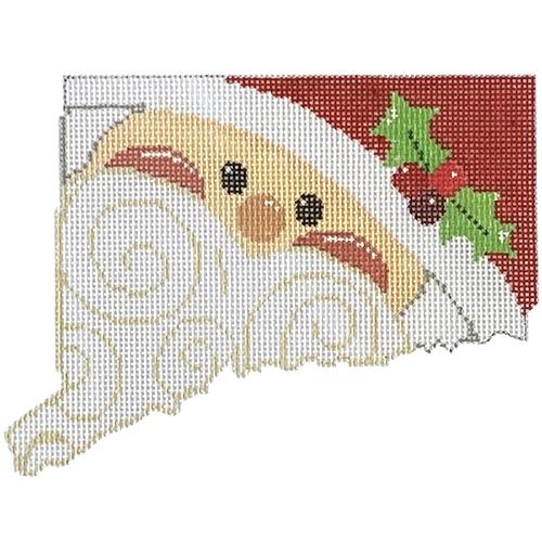 State Shaped Santa   Connecticut Painted Canvas The Meredith Collection  - 1