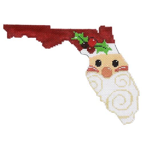 State Shaped Santa Florida Painted Canvas The Meredith Collection  - 1