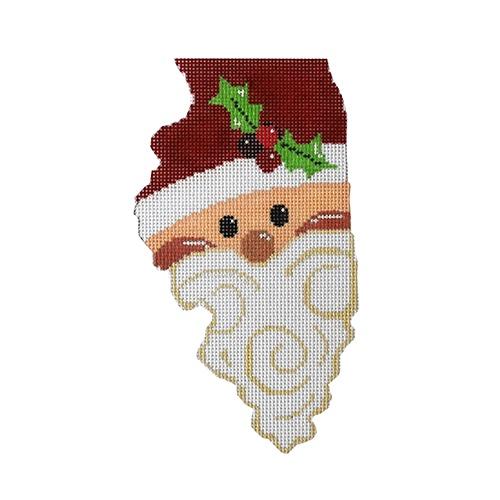 State Shaped Santa   Illinois Painted Canvas The Meredith Collection  - 1