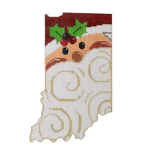 State Shaped Santa   Indiana Painted Canvas The Meredith Collection  - 1