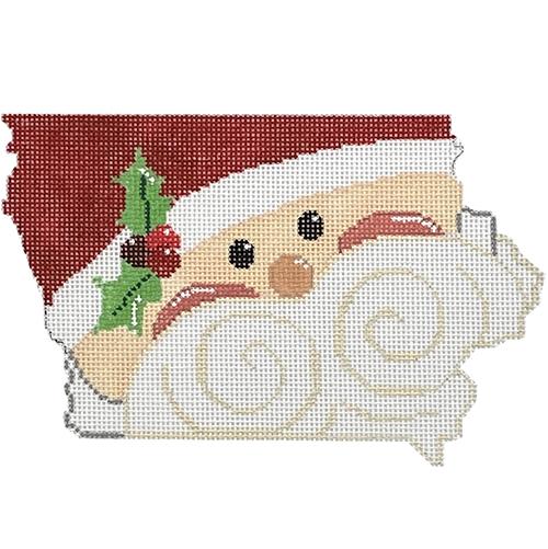 State Shaped Santa - Iowa Painted Canvas The Meredith Collection 