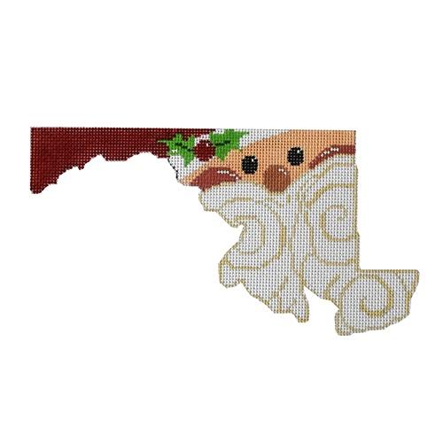 State Shaped Santa   Maryland Painted Canvas The Meredith Collection  - 1