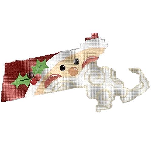 State Shaped Santa - Massachusetts Painted Canvas The Meredith Collection 