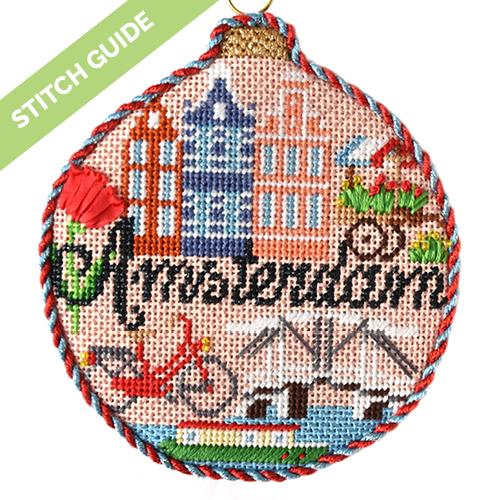 Stitch Guide - Amsterdam Travel Round Stitch Guides/Charts Needlepoint.Com 