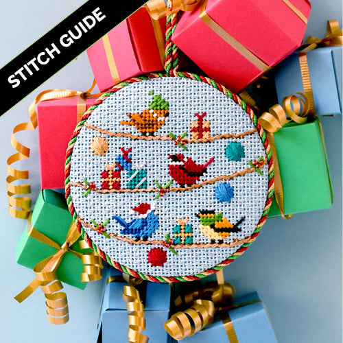 Stitch Guide - Birds with Christmas Gifts Stitch Guides/Charts Needlepoint.Com 
