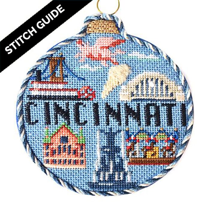 Stitch Guide   Cincinnati Travel Round Stitch Guides/Charts Needlepoint.Com 
