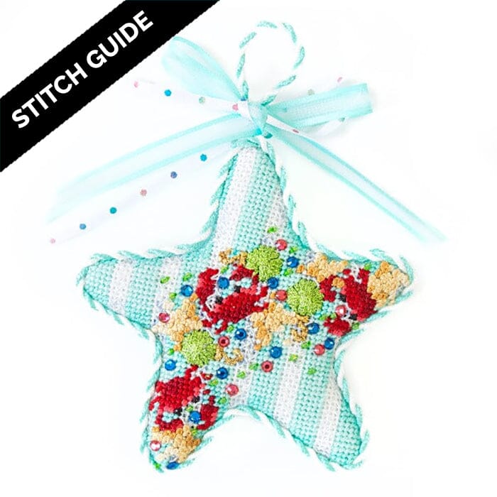 Stitch Guide - Crab Confetti Starfish Ornament Stitch Guides/Charts Needlepoint.Com 