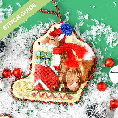 Stitch Guide - Festive Fox Club - Fox & Toboggan Stitch Guides/Charts Needlepoint.Com 