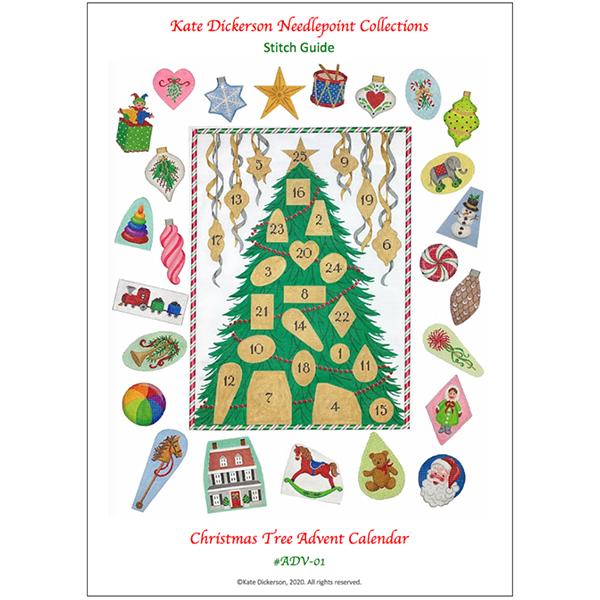 Stitch Guide for Christmas Tree Advent Calendar Stitch Guides/Charts Kate Dickerson Needlepoint Collections 