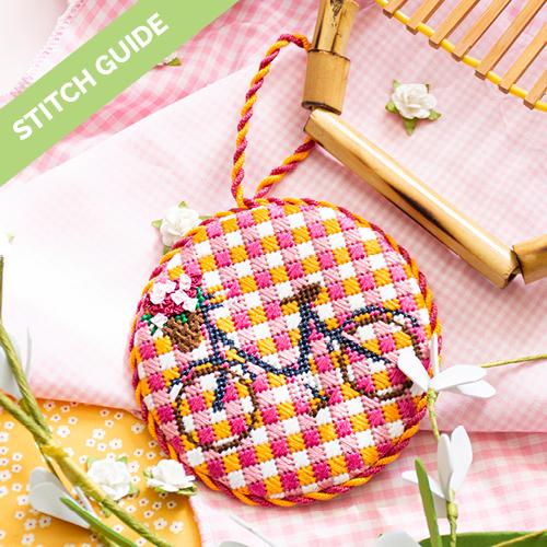 Stitch Guide - Gingham Bicycle Ornament Stitch Guides/Charts Needlepoint.Com 