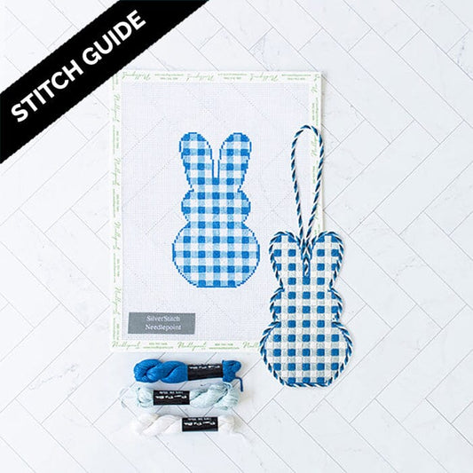 Stitch Guide - Gingham Bunny - Blue Stitch Guides/Charts Needlepoint.Com 