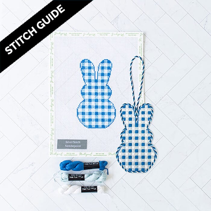 Stitch Guide   Gingham Bunny   Blue Stitch Guides/Charts Needlepoint.Com 
