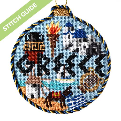 Stitch Guide - Greece Travel Round Stitch Guides/Charts Needlepoint.Com 