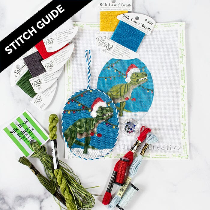 Stitch Guide - Holiday Dino Stitch Guides/Charts Needlepoint.Com 