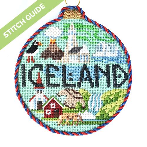 Stitch Guide - Iceland Travel Round Stitch Guides/Charts Needlepoint.Com 
