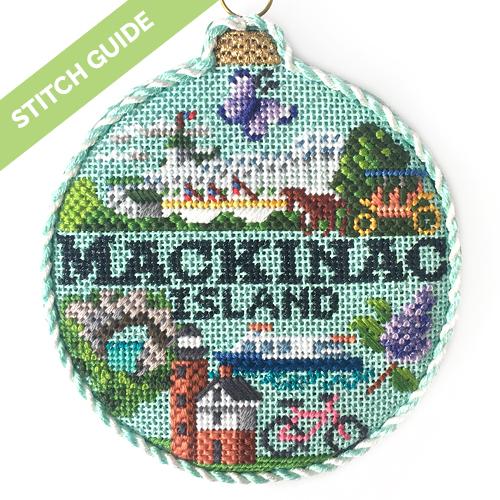 Stitch Guide   Mackinac Island Travel Round Stitch Guides/Charts Needlepoint.Com 
