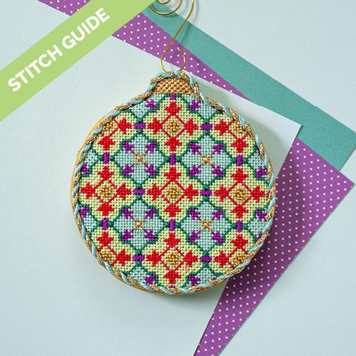 Stitch Guide - Mint/Red Florentine Bauble Stitch Guides/Charts Needlepoint.Com 