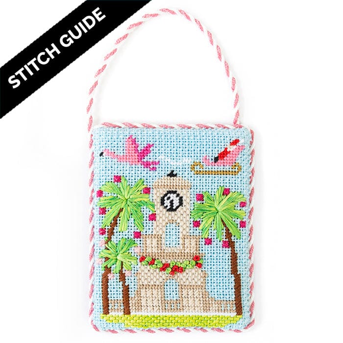 Stitch Guide   Palm Beach Christmas   Clock Tower Stitch Guides/Charts Needlepoint.Com 
