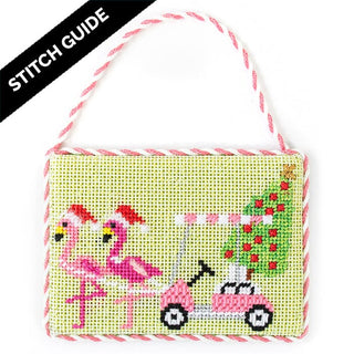 Stitch Guide   Palm Beach Christmas   Golf Cart with Flamingos Stitch Guides/Charts Needlepoint.Com 
