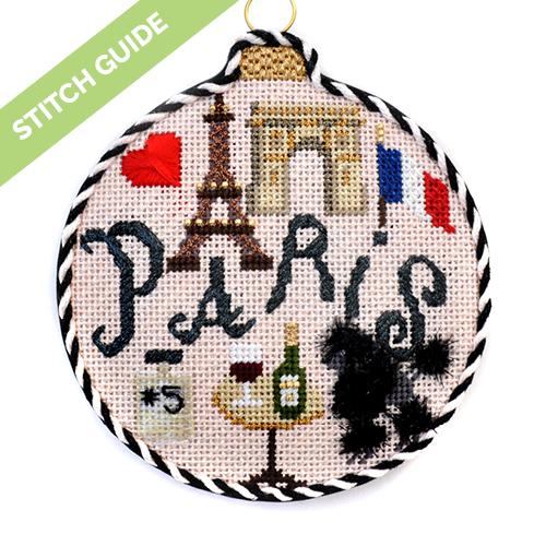 Stitch Guide - Paris Travel Round Stitch Guides/Charts Needlepoint.Com 