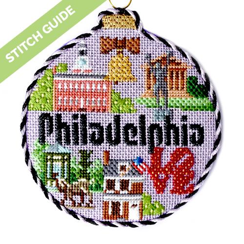 Stitch Guide   Philadelphia Travel Round Stitch Guides/Charts Needlepoint.Com 
